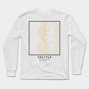 SEATTLE WASHINGTON CITY STREET MAP ART Long Sleeve T-Shirt